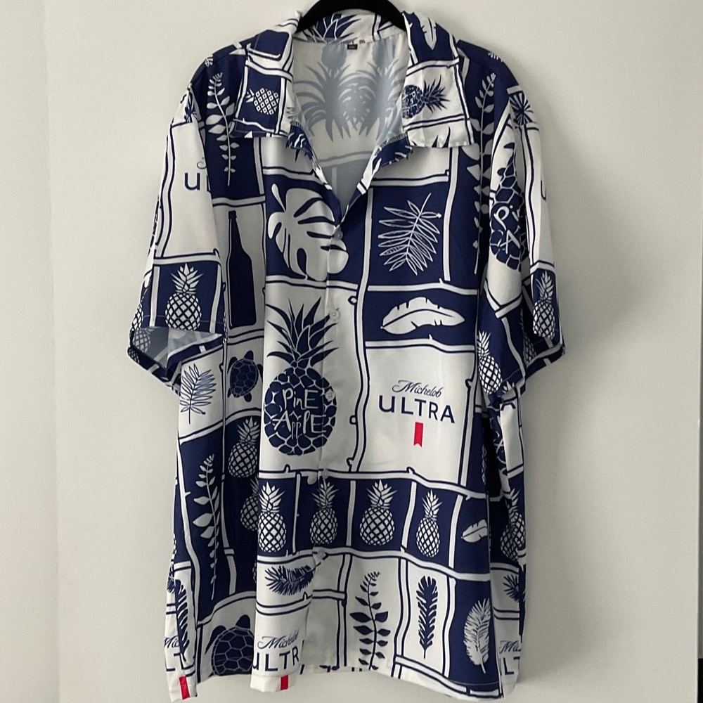 Michelob Ultra Blue and White Men's Shirt NWOT